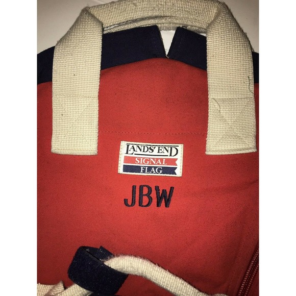 Vintage Lands End Canvas Garment Bag Red Blue - Picture 3 of 7